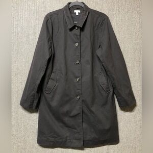 Garnet Hill Gray Coat Size 14 Button Up Pockets Organic Cotton
